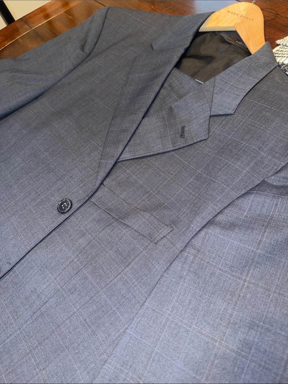 Joseph Abboud Checkered Navy Blue Wool Blazer with Pants